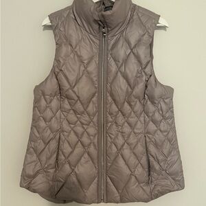 Athleta Quilted Taupe Grey Vest